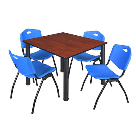 Kee Kee Square Table & Chair Set, Wood, Metal, Plastic Top, Cherry TB4848CHBPBK47BE